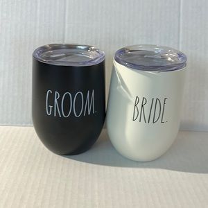 Rae Dunn Bride & Groom wine glasses